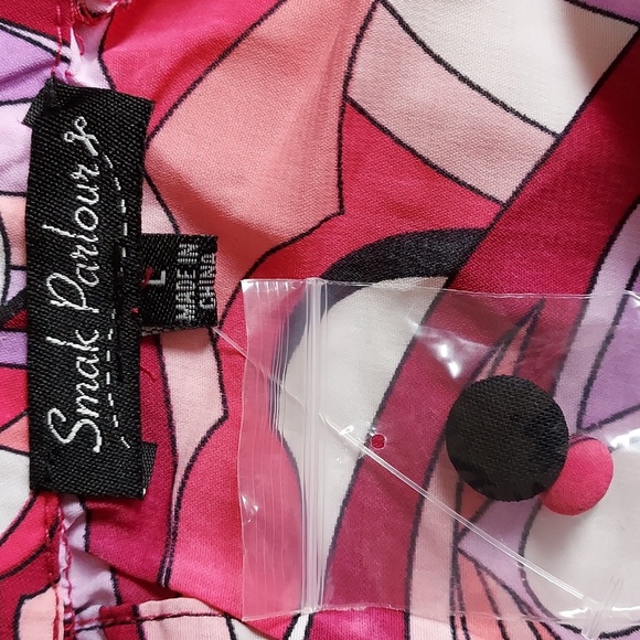 Smak Parlour NWT Multicolored Retro Mod Psychedelic Ruffle Mini Dress Size L - Picture 7 of 10